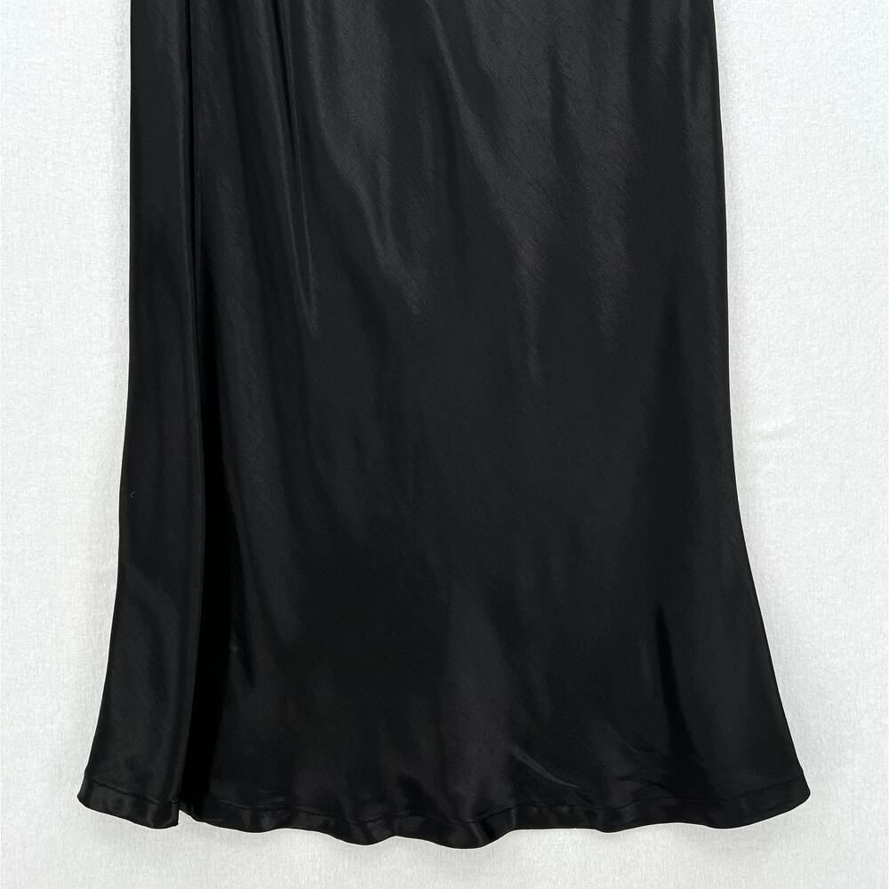 ENZA COSTA Satin Bias Cut Skirt Womens Small 1 Black Midi Pull on Slip Maxi NWOT - Picture 9 of 16